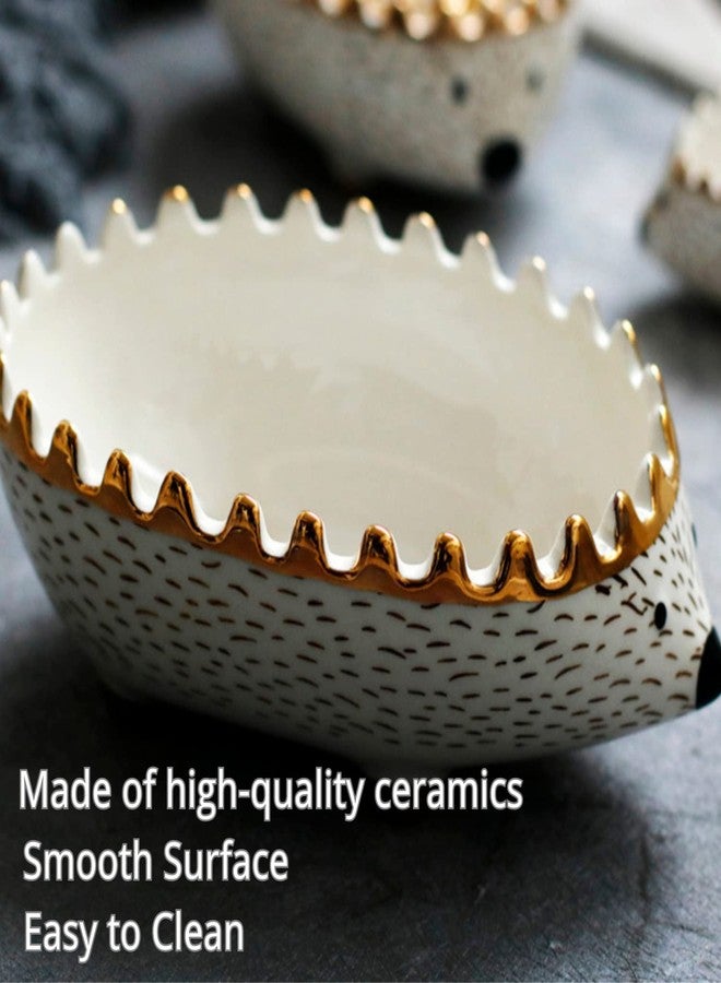 WCDJOMOP Hedgehog Bowl - Ceramic Small Animal Food Bowl Water Dish Feeder Chew Resistant Prevent Tipping for Hedgehog Hamster Sugar Glider Rat Gerbil Mice Small Animal Cage Accessories (Hedgehog Shape) - Image 4